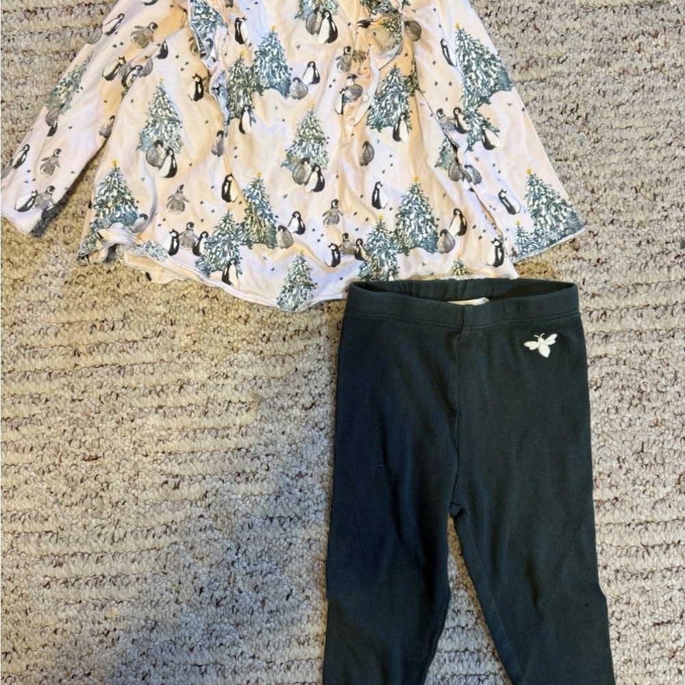 Burt's Bees Baby Penguin and Tree Print Set - White and Green